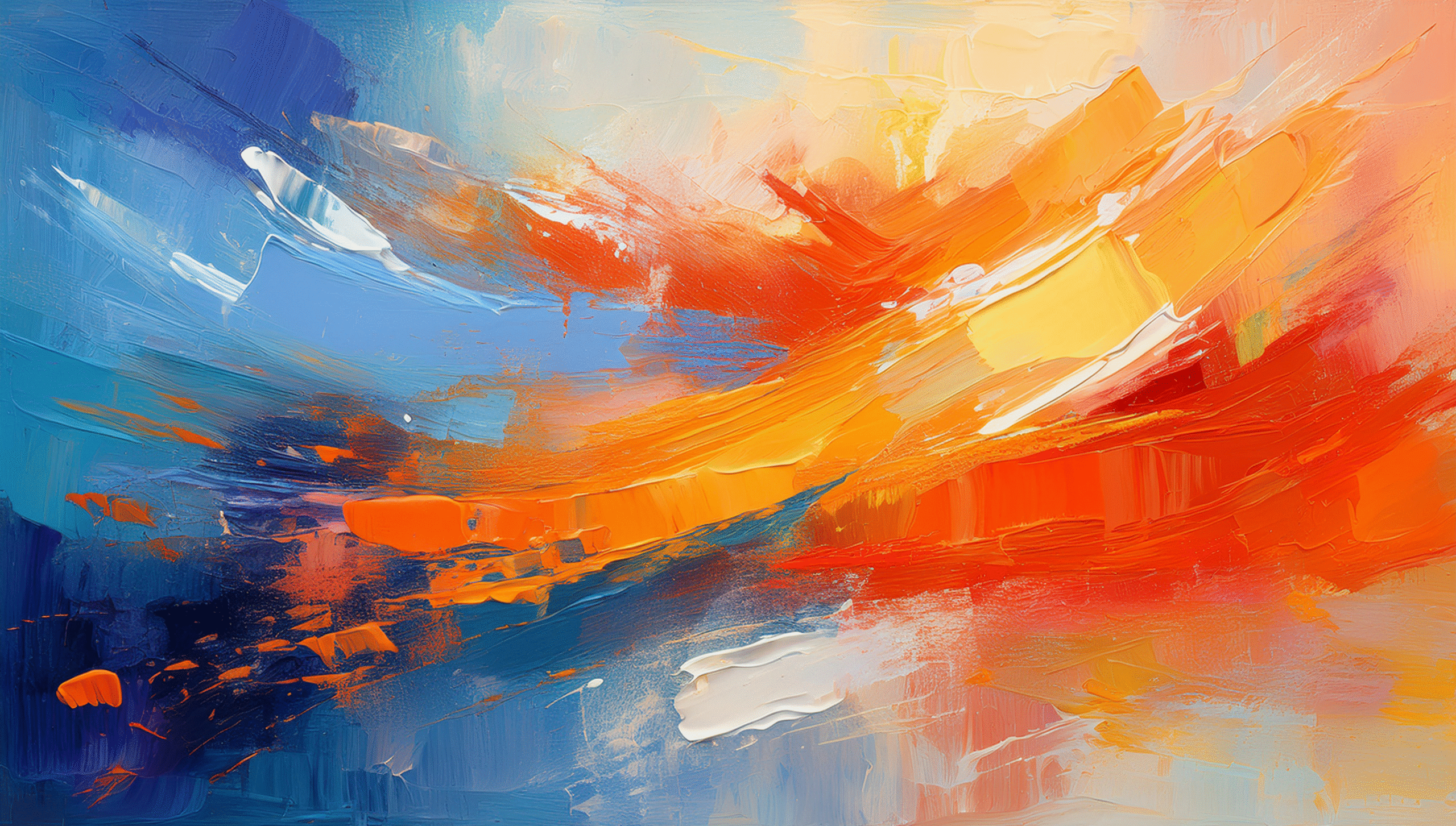 Abstraktes Gemälde in warmen Farbtönen – Praxis Jenny Huege